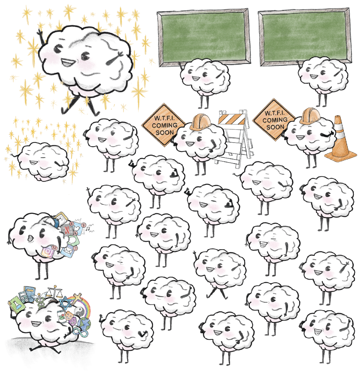 Original Brain Buddy baseline character specification board
